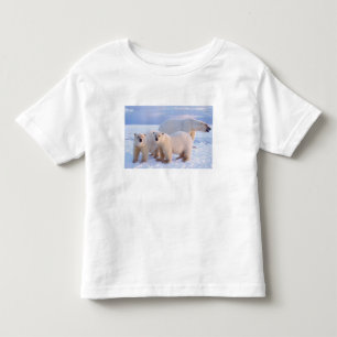 Polar bear sow with cubs on pack ice, coastal toddler t-shirt