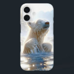 Polar Bear Splashing In Arctic Water iPhone 16 Case<br><div class="desc">A polar bear joyfully splashes in icy water,  surrounded by sunlight and snow-covered mountains</div>