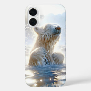 Polar Bear Splashing In Arctic Water iPhone 16 Case
