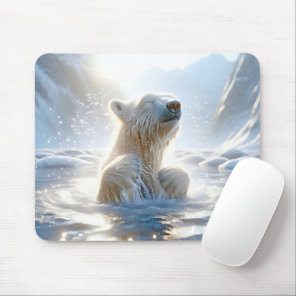 Polar Bear Splashing In Arctic Water Mouse Pad