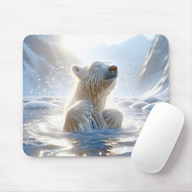 Polar Bear Splashing In Arctic Water Mouse Pad (With Mouse)