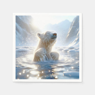 Polar Bear Splashing In Arctic Water Napkins