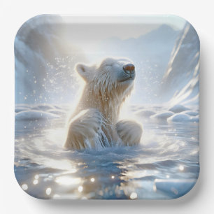 Polar Bear Splashing In Arctic Water Paper Plates