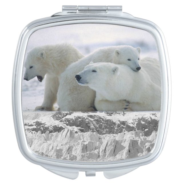 Polar Bear Square Compact Mirror (Front)
