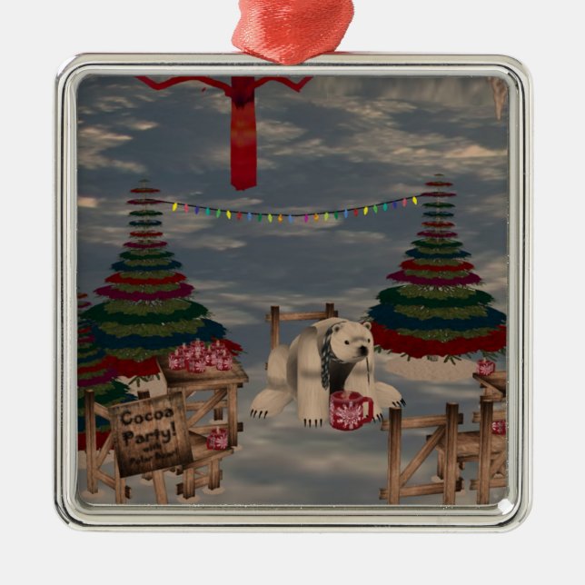 Polar Bear Square Ornament (Front)