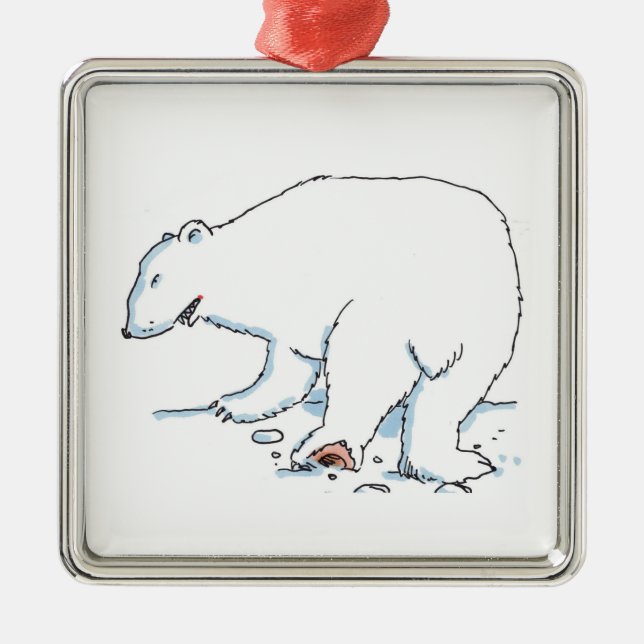 Polar Bear square premium ornament (Front)