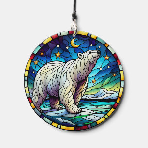 Polar Bear Stained Glass Wind Chime