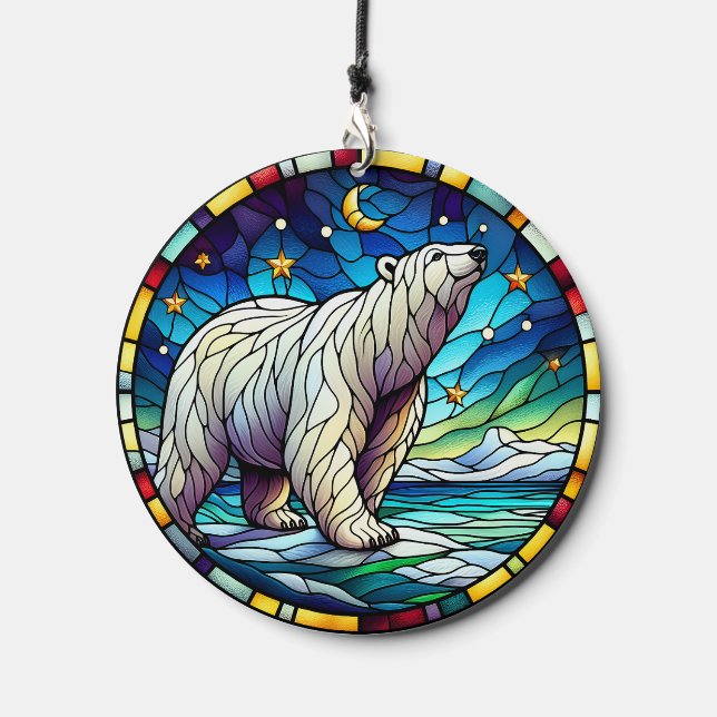 Polar Bear Stained Glass Wind Chime (Front)