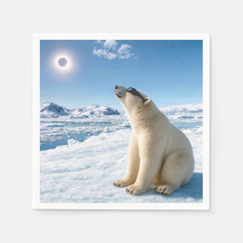 Polar Bear Staring at a Solar Eclipse  Napkins