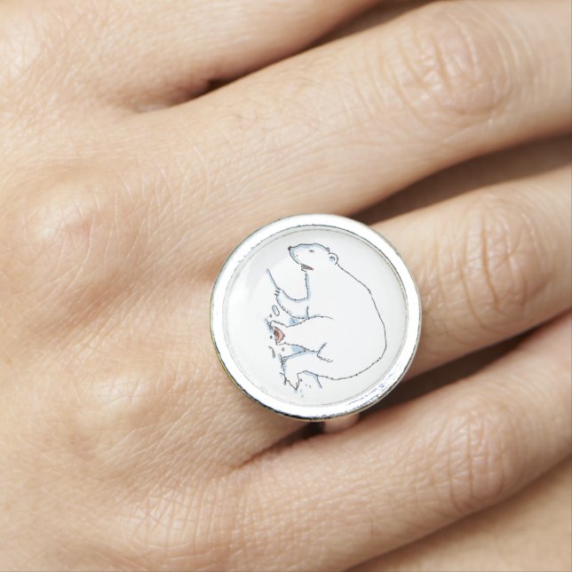 Polar Bear sterling silver ring (In Situ)