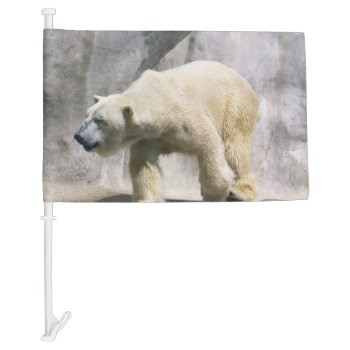 Polar Bear Strut Car Flag by WildlifeAnimals at Zazzle
