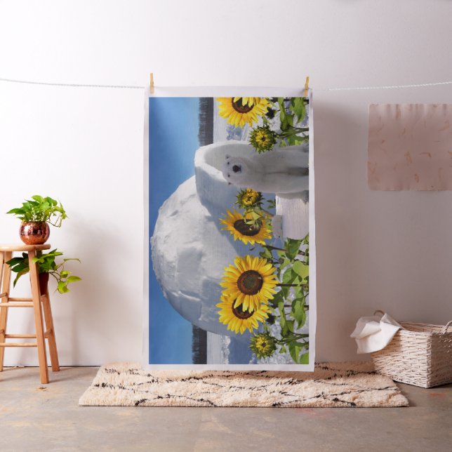 Polar Bear Sunflower Floral  Fabric (In Situ)