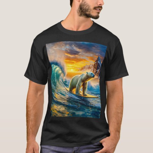Polar Bear Surfs Design By Rich AMeN Gill T_Shirt