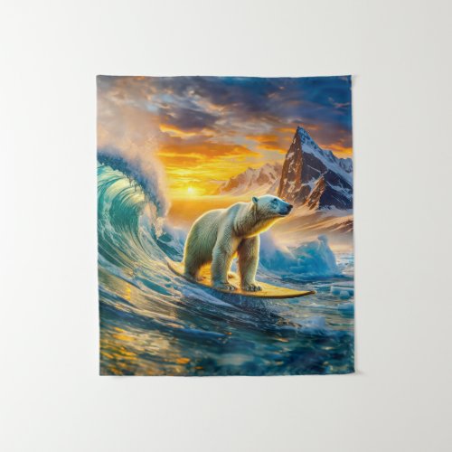 Polar Bear Surfs Design By Rich AMeN Gill Tapestry