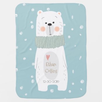 Polar Bear Sweet Cute Winter Baby Boy Custom Swaddle Blanket by riverme at Zazzle