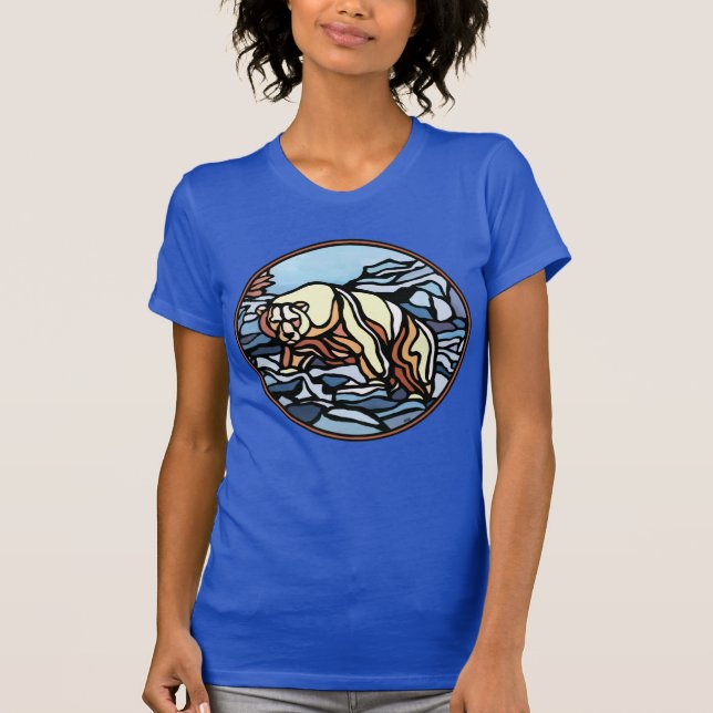 Polar Bear T-shirts Women's Native Bear Art Shirts (Front)