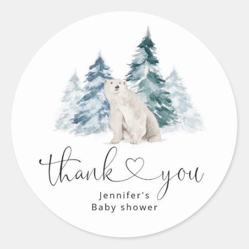 Polar bear thank you classic round sticker