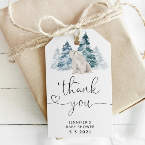 Polar bear thank you tag Bear  Gift Tags
