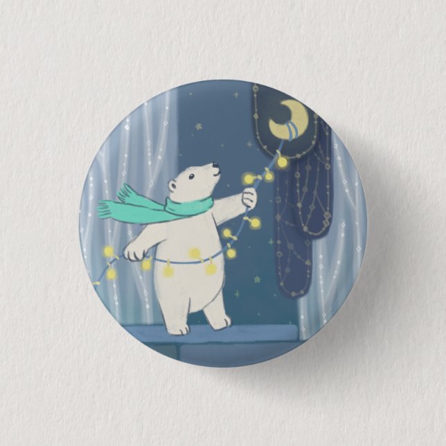 Polar Bear & the Moon Button (Front)