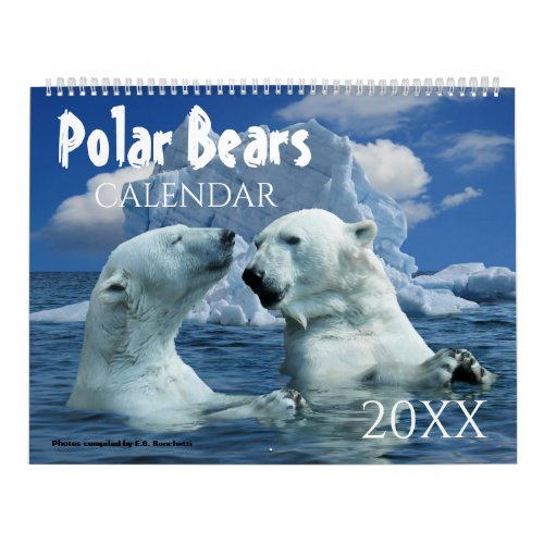 Polar Bear Themed 2025 Wall Calendar Gift