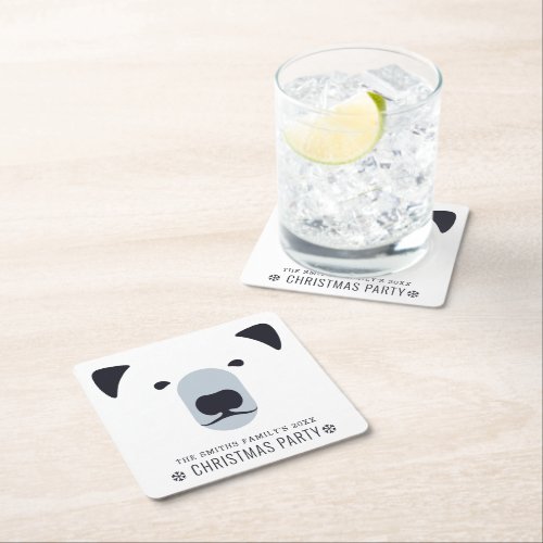 Polar Bear Themed Winter Party Square Paper Coaster