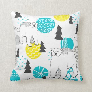 Polar bear throw pillow