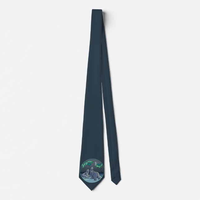 Polar Bear Ties Mother & Cub Native Art Necktie (Front)