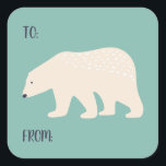Polar Bear To From Package Christmas Package Square Sticker<br><div class="desc">Add the finishing touch to gift-wrapped packages with these to/from stickers that are perfect for Christmas and holiday gifts. These stickers feature an illustration of a polar bear in cream or ivory white against a light teal background.</div>