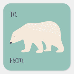 Polar Bear To From Package Christmas Package Square Sticker