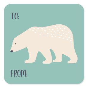 Polar Bear To From Package Christmas Package Square Sticker