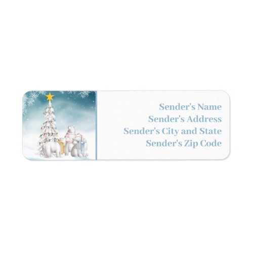 Polar Bear Trio Christmas Return Address Label