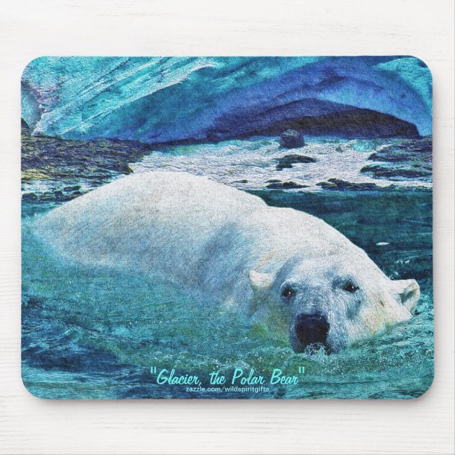 Polar Bear & Tundra Ice Wildlife Art Mousepad (Front)