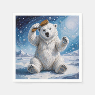 Polar Bear Using a Hairbrush Napkins