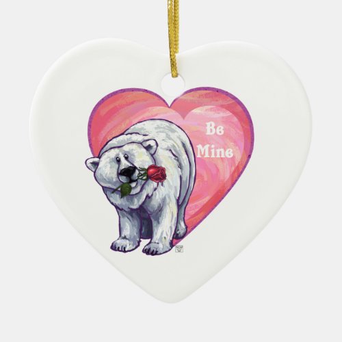 Polar Bear Valentines Day Ceramic Ornament