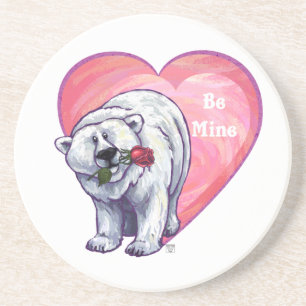 Polar Bear Valentine's Day Drink Coaster