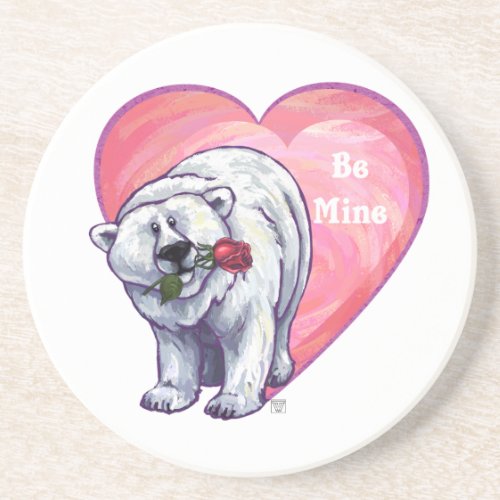 Polar Bear Valentines Day Drink Coaster