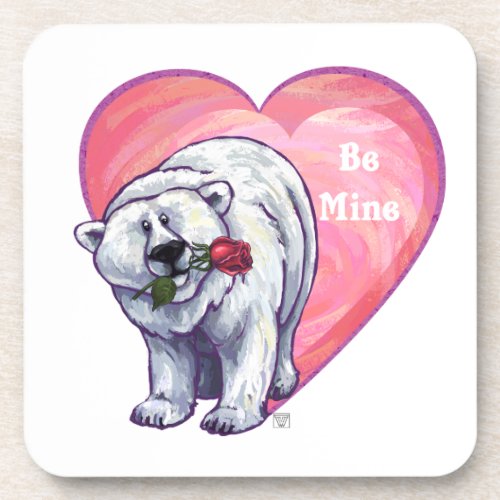 Polar Bear Valentines Day Drink Coaster