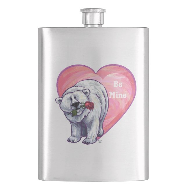 Polar Bear Valentine's Day Flask (Front)