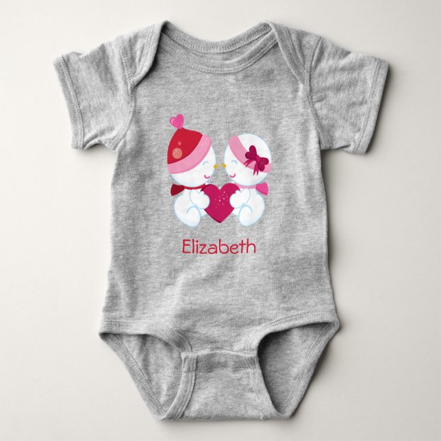 Polar Bear Valentine's Day Heart Baby Bodysuit (Front)