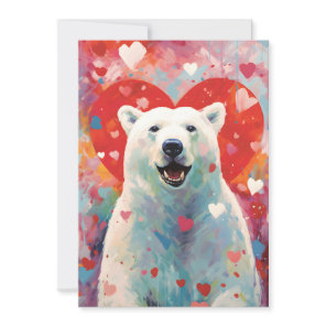 Polar Bear Valentine's Day  Holiday Card