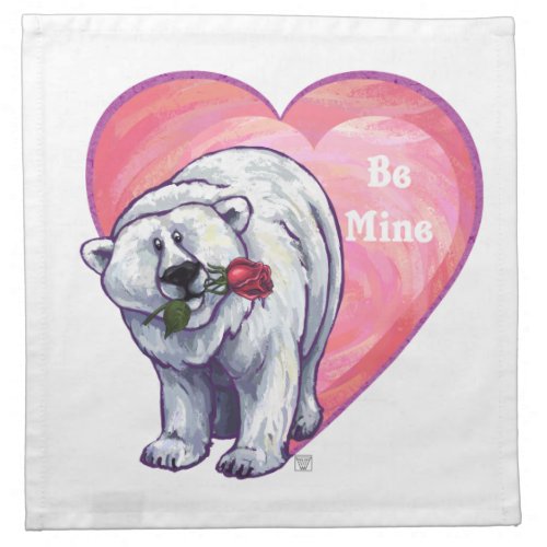 Polar Bear Valentines Day Napkin
