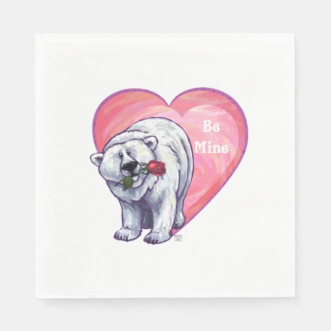 Polar Bear Valentine's Day Napkins (Front)