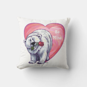 Polar Bear Valentine's Day Throw Pillow