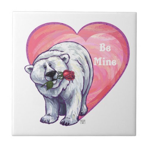 Polar Bear Valentines Day Tile