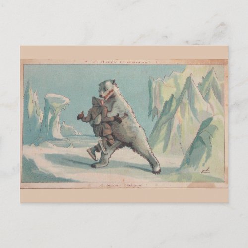 Polar Bear Victorian Christmas Postcard