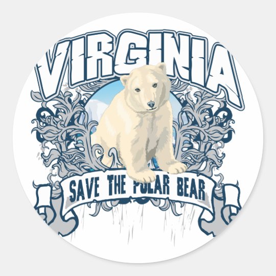 Polar Bear Virginia Classic Round Sticker