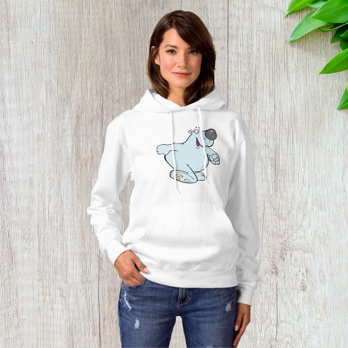 Polar Bear Walking Womens Hoodie