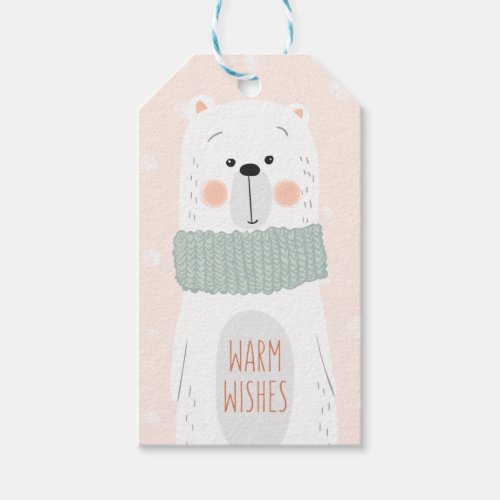 Polar bear _ Warm Wishes _ Cute Christmas Gift Tag