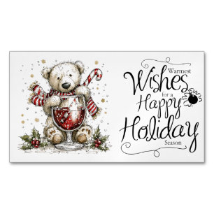 Polar Bear Warm Wishes Happy Holidays Business Card Magnet