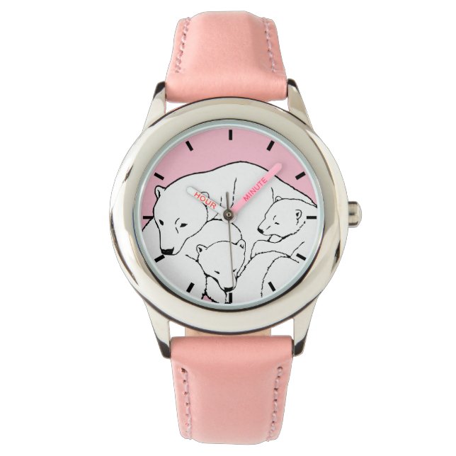 Polar Bear Watch Kid's Wildlife Bear Wrist Watch (Front)